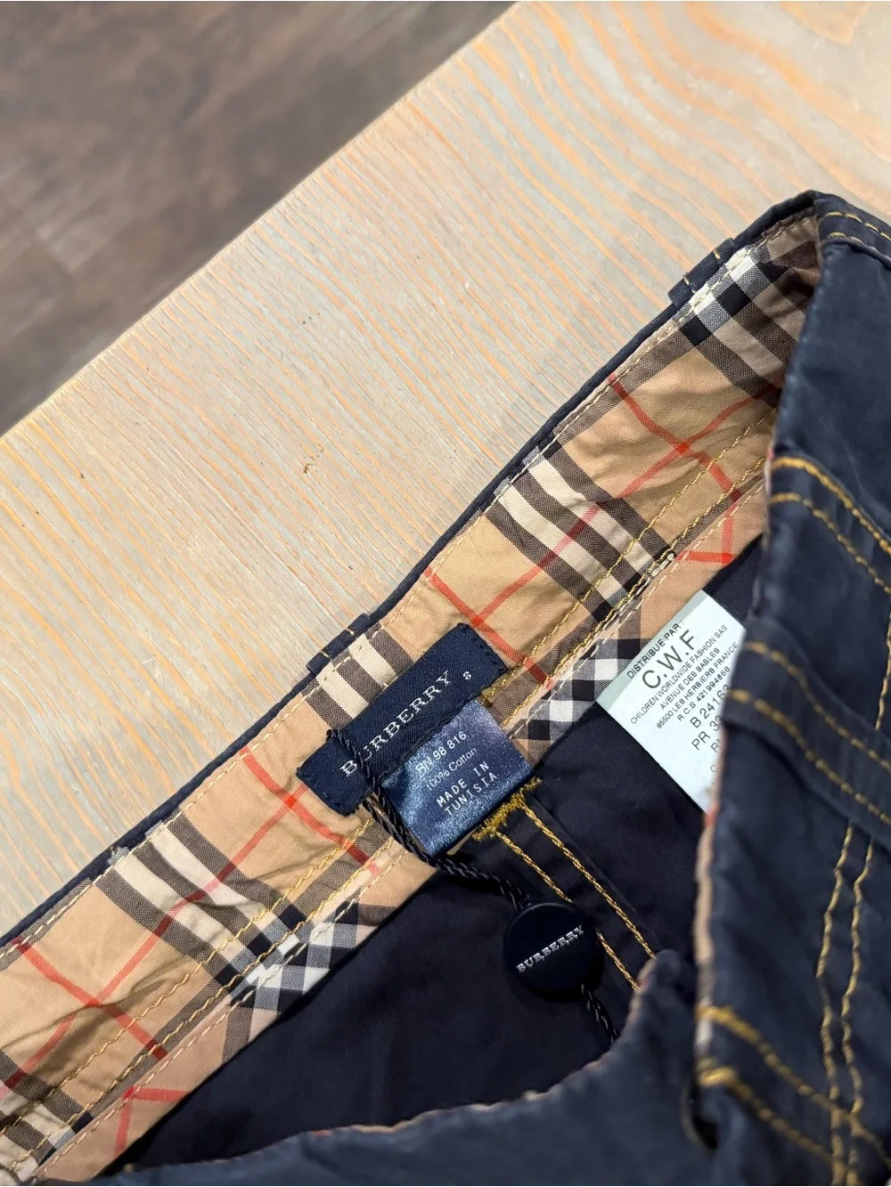 Burberry Boy’s Midnight Cargo Pants with Contrast Stitching
